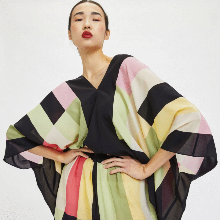 Elegant Flow: Soft Silk Crepe in Bold Pastel Stripes