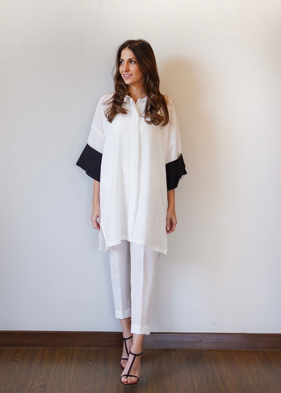 Minimalist Contrast Tunic Set