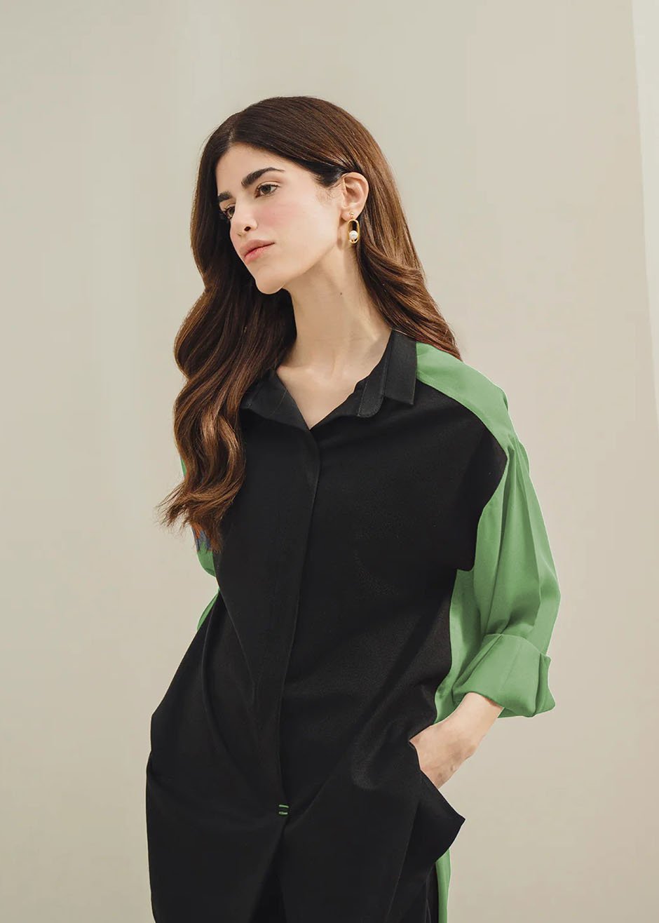 Two-Tone Minimalist Longline Shirt