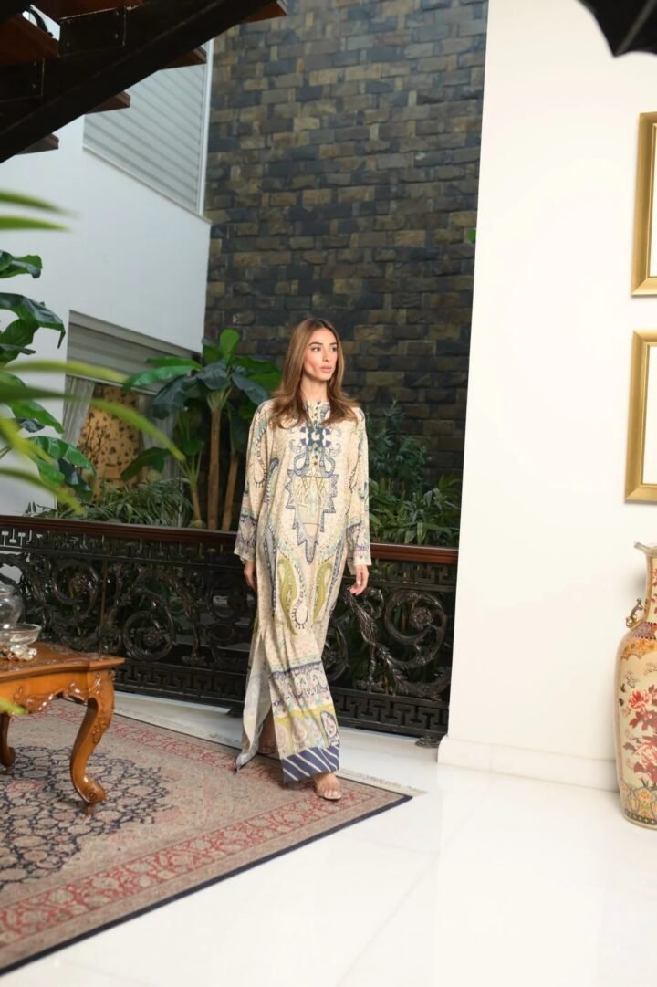 Elegant Flow: Soft Premium Crepe Long Dress with Intricate Prints